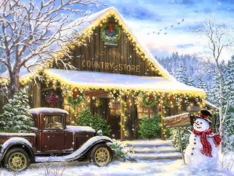 Beautifully "dressed up" Snowy Country store online puzzle