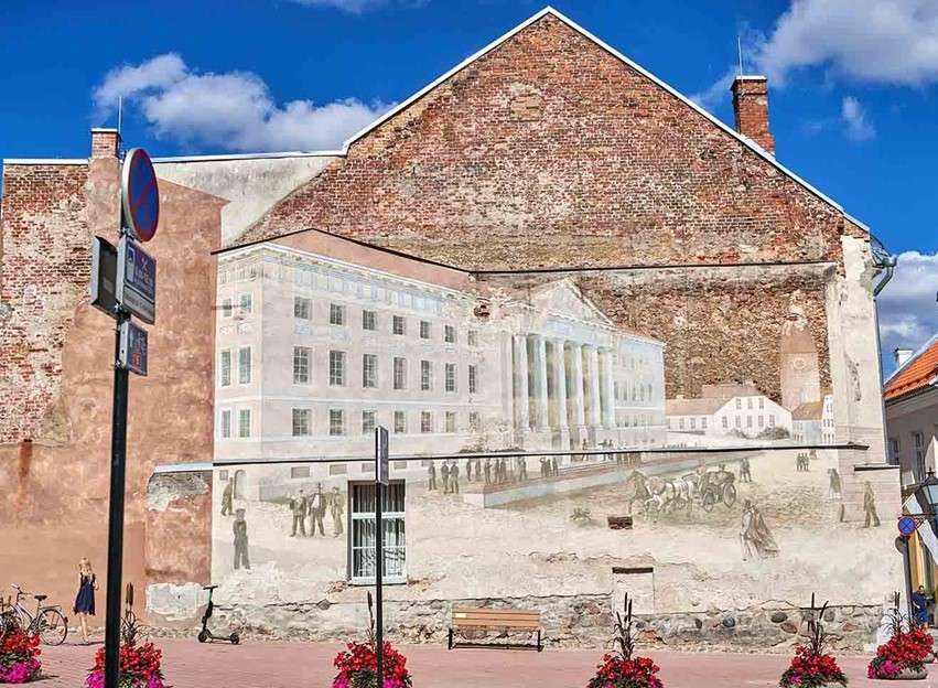 Észtország város Tartu falfestménye online puzzle