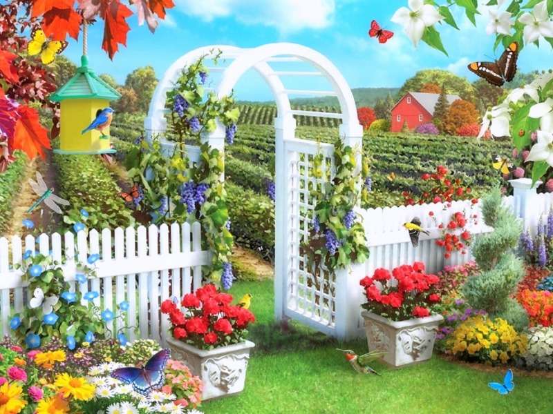 Ein Garten wie aus süßen Träumen Online-Puzzle