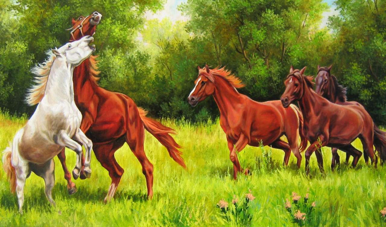 ένα κοπάδι από όμορφα άλογα online παζλ