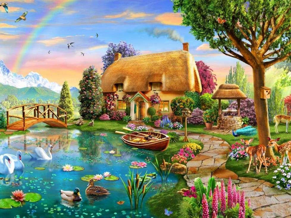 Ein Haus mit märchenhafter Aussicht Online-Puzzle
