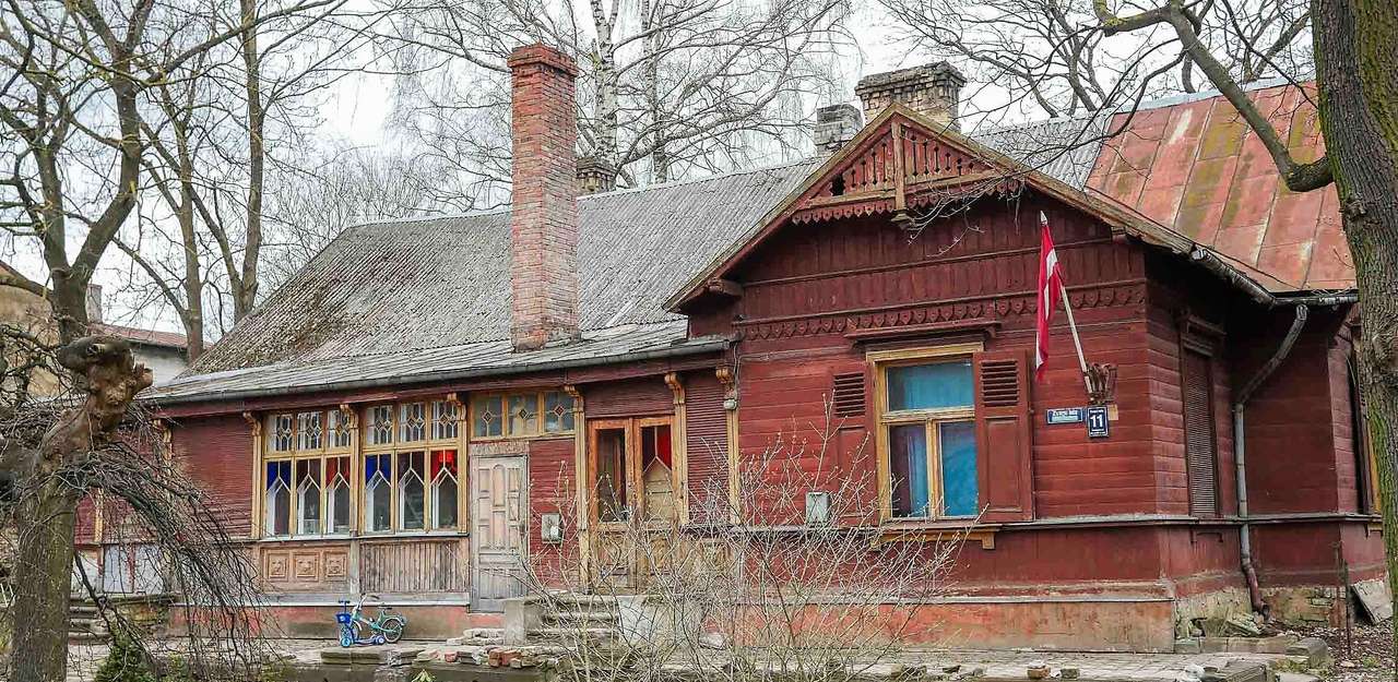 Letonia Riga case din lemn Patrimoniul Mondial Unesco jigsaw puzzle online