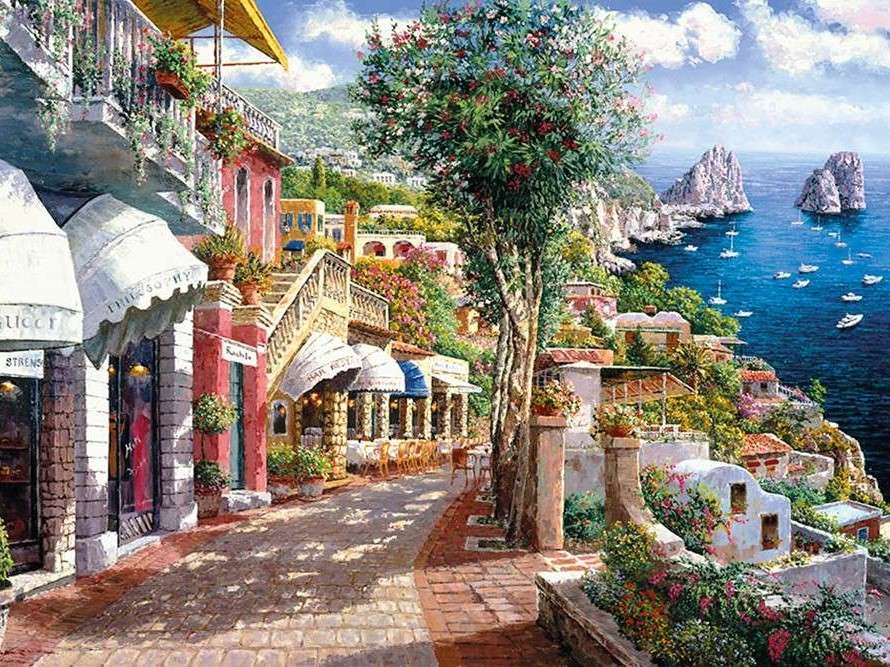Olaszország. Város Capri szigetének partján online puzzle