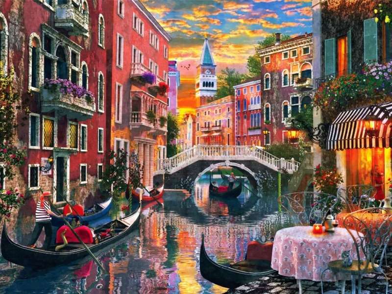 Romantisk venetiansk kväll - Romantisk kväll Pussel online