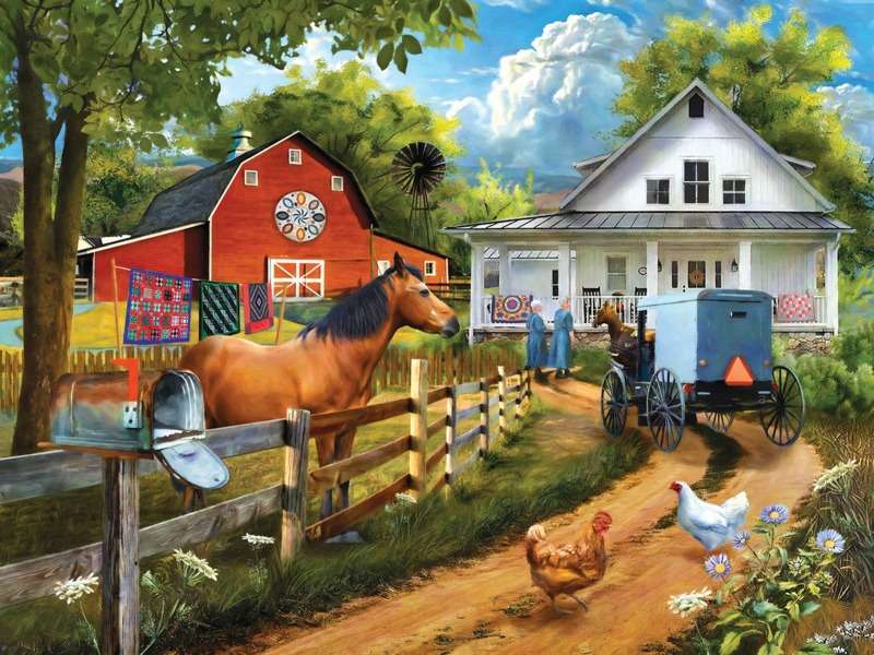 Amish visiting neighbors jigsaw puzzle online