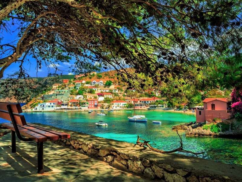Greece-Holiday memories from the bench jigsaw puzzle online