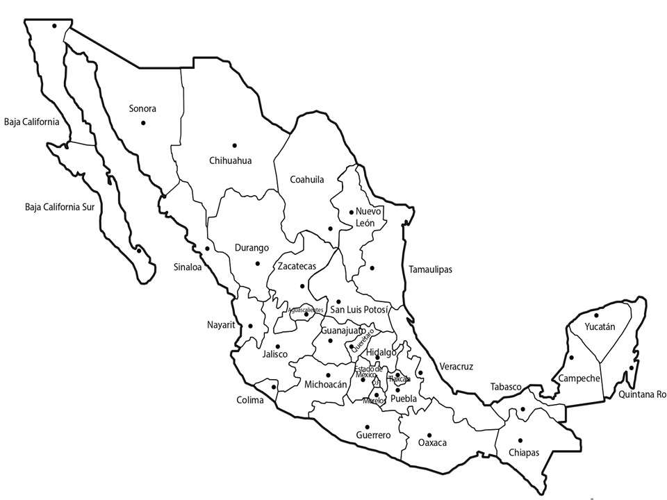 Карта Мексиканской Республики онлайн-пазл