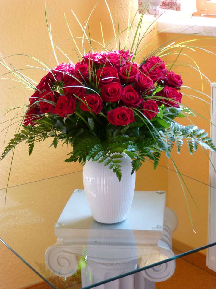Bouquet de roses rouges puzzle en ligne