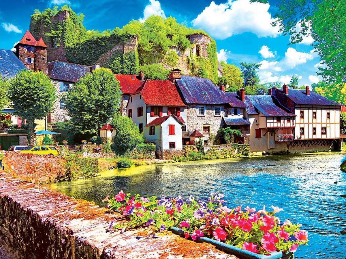 Francia- Cabañas con encanto en un hermoso río rompecabezas en línea