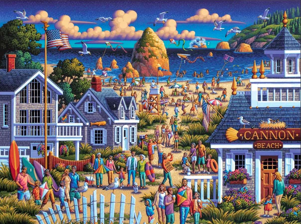 Holiday crowd over the beach jigsaw puzzle online
