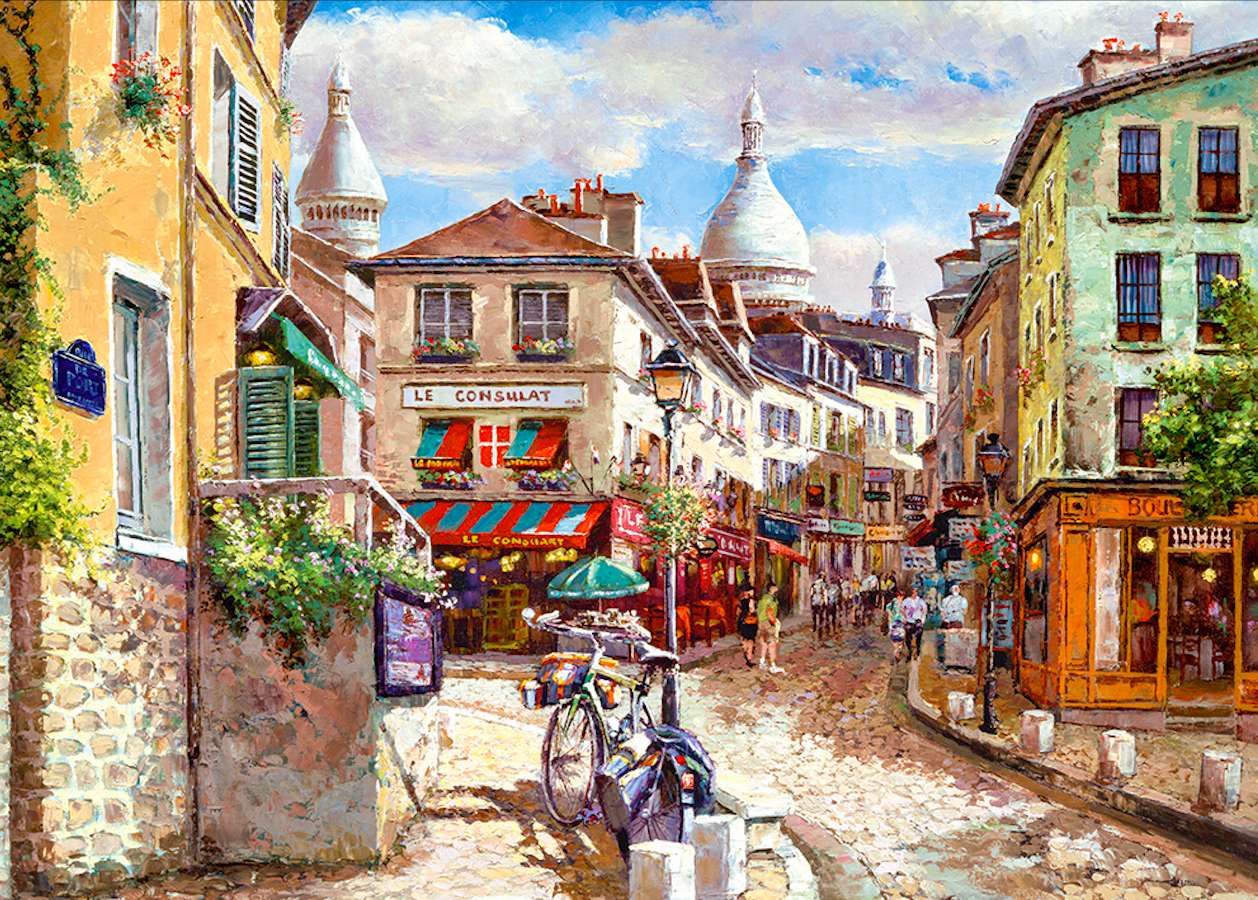 Франція-Брукована вулиця в старому місті онлайн пазл