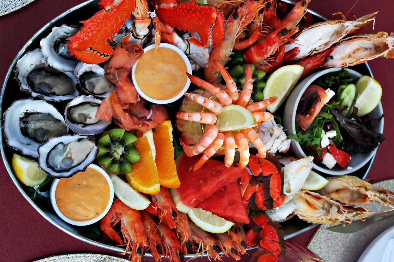 Тарілка з морепродуктами онлайн пазл