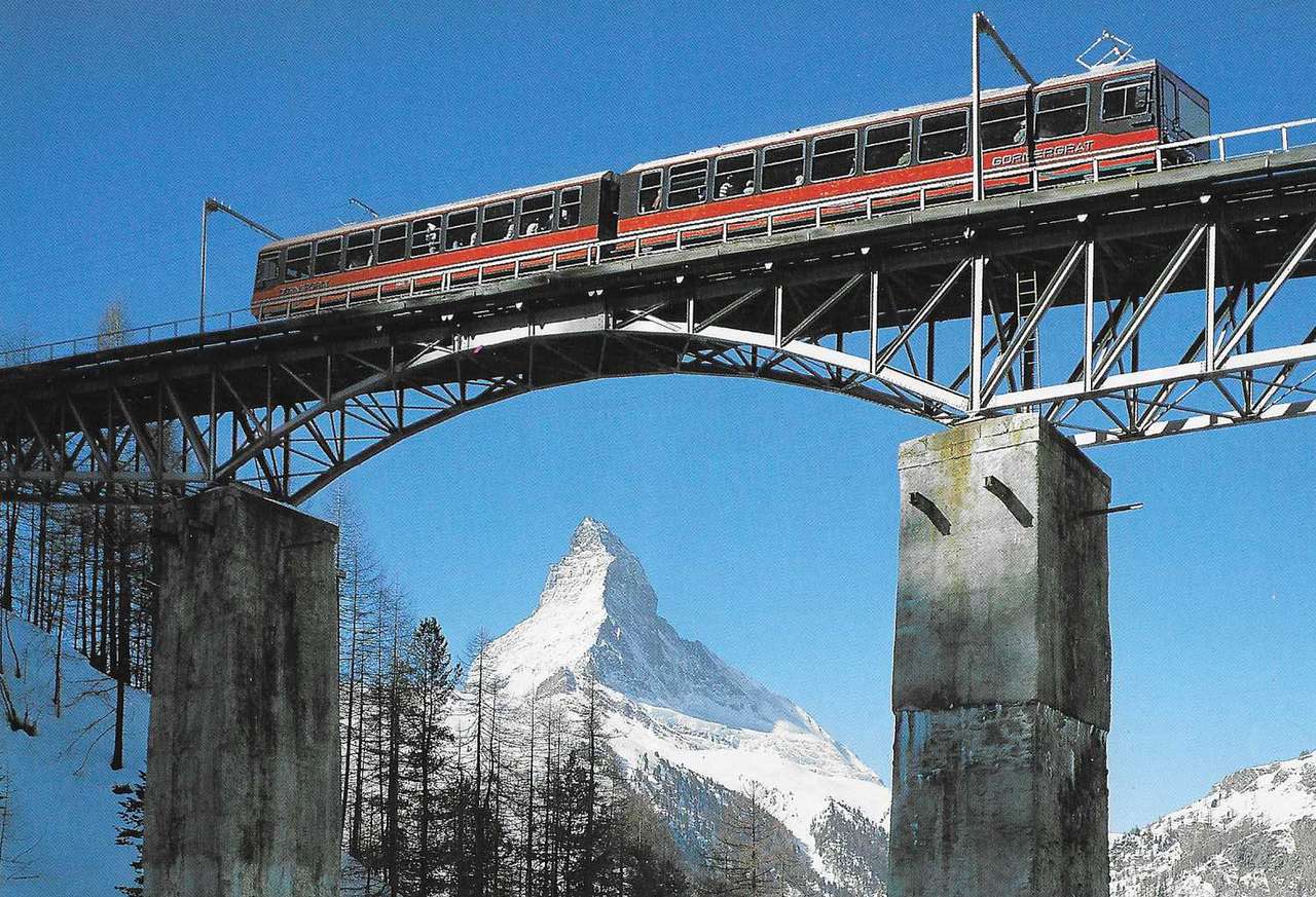 Gornergratbahn на мосту Findelbach пазл онлайн