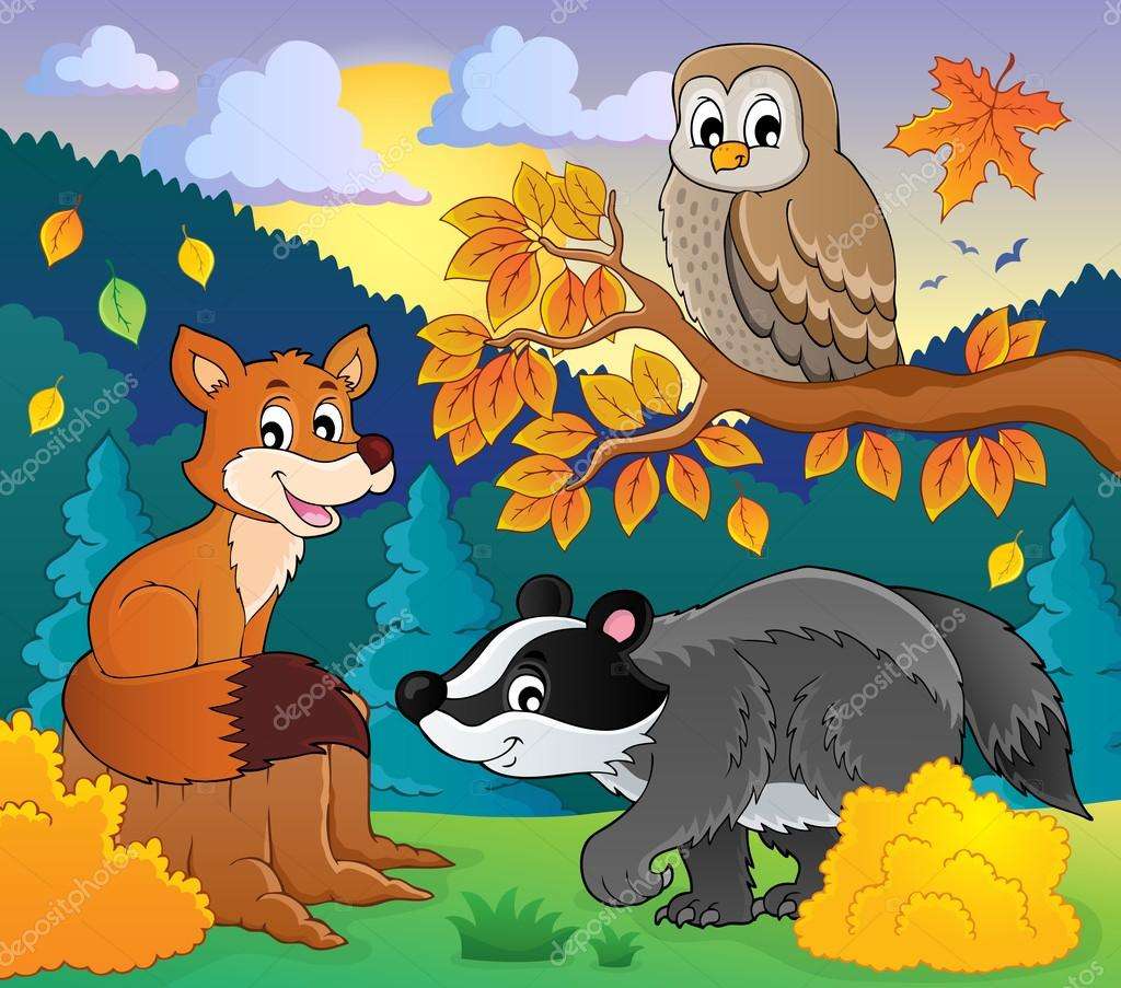 Encounters in the autumn forest jigsaw puzzle online