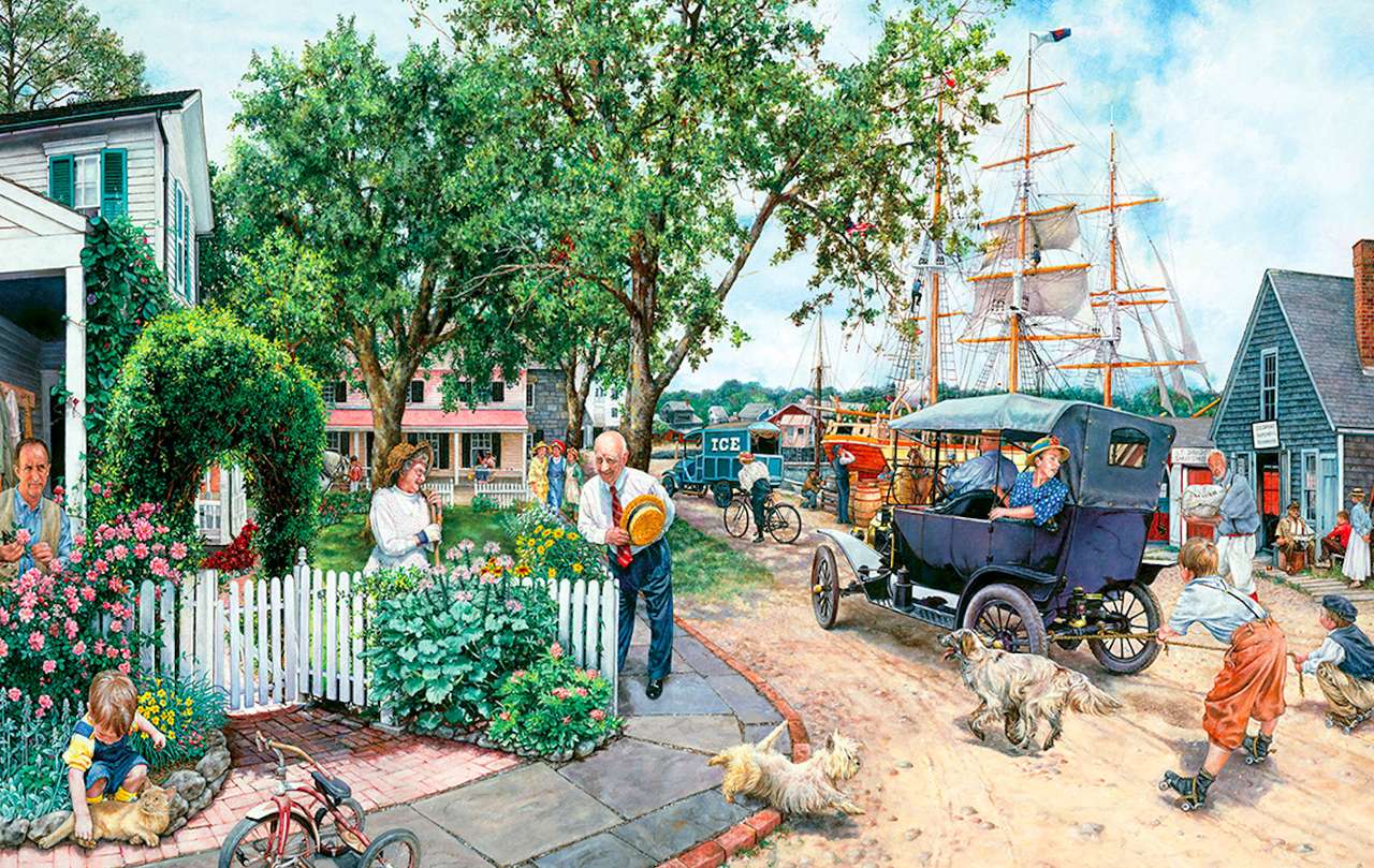 Active life in a small fishing village jigsaw puzzle online