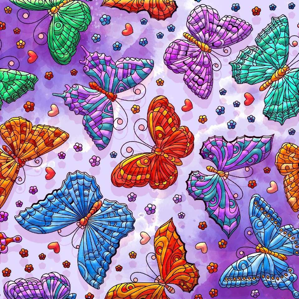 Színes aranyos pillangók online puzzle