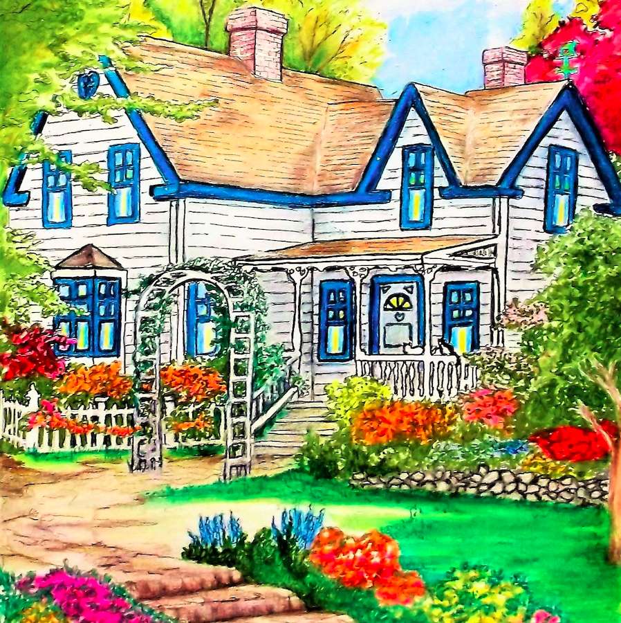 Una casa con le persiane blu puzzle online