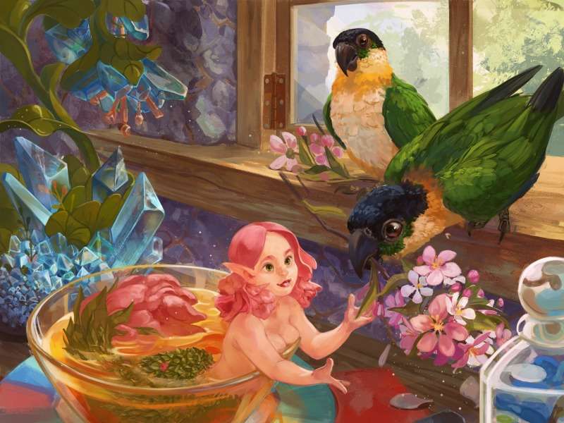 Tee-Meerjungfrau und Lovebirds Puzzlespiel online