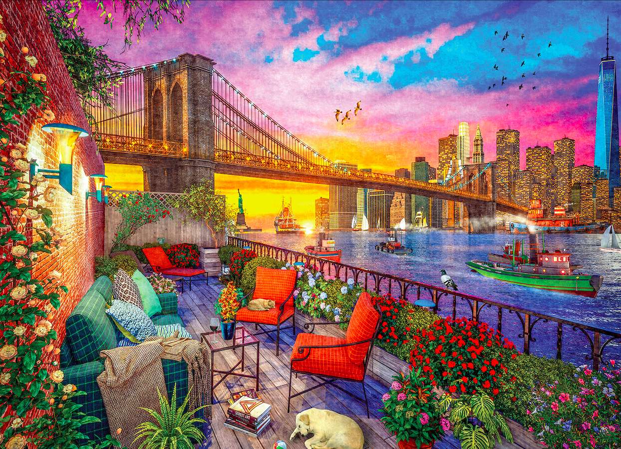 Манхатън-луда гледка от романтичната тераса онлайн пъзел