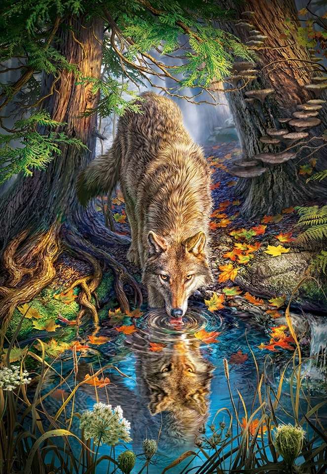 Wolf im Wald Online-Puzzle