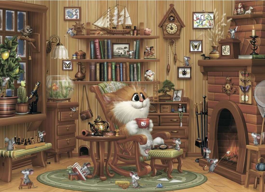 KITTEN IN THE LIVING ROOM online puzzle