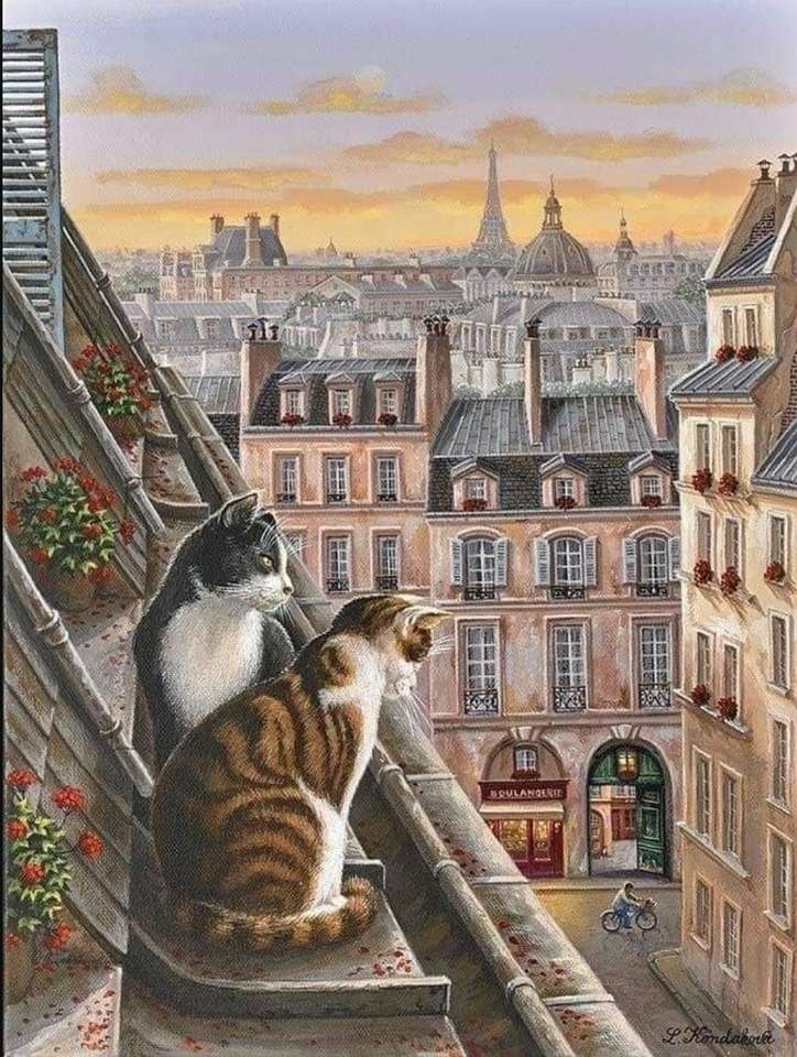 pisici pe acoperiș jigsaw puzzle online
