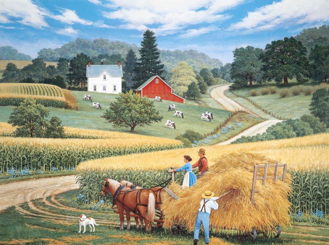 Rural landscape during the harvest online puzzle