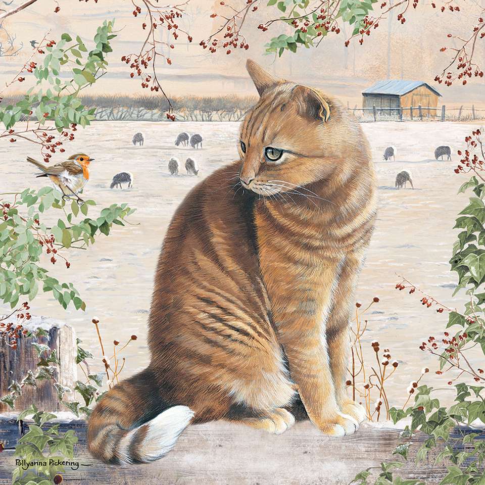 cat in the snowy countryside jigsaw puzzle online