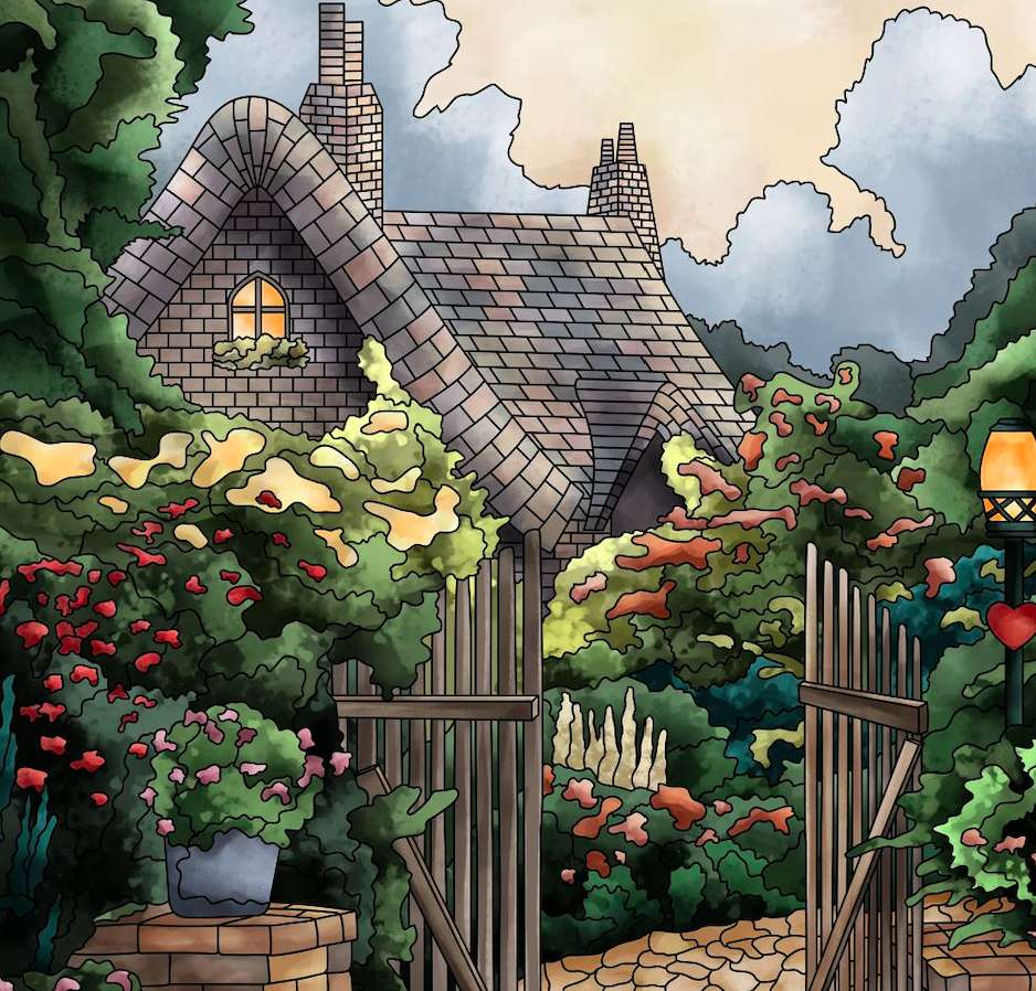 Вход в красивый дом и сад :) онлайн-пазл