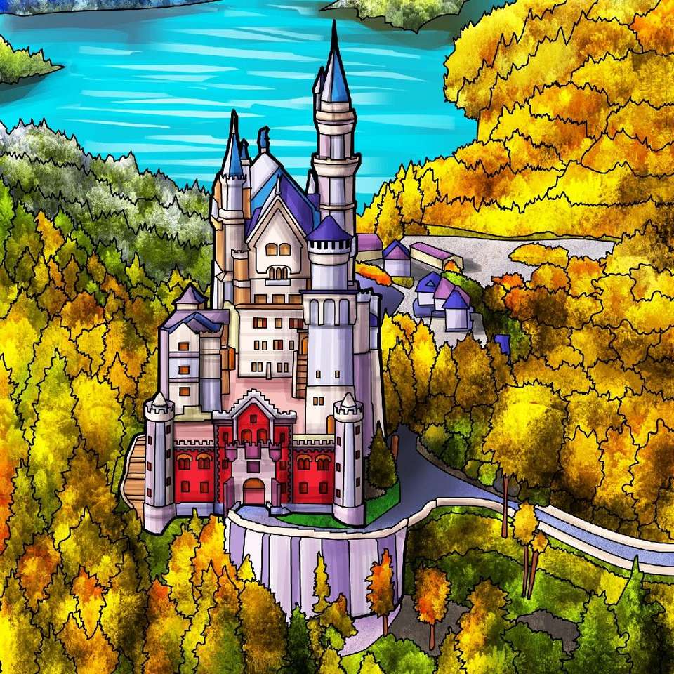 Prachtig kasteel bovenop de berg legpuzzel online