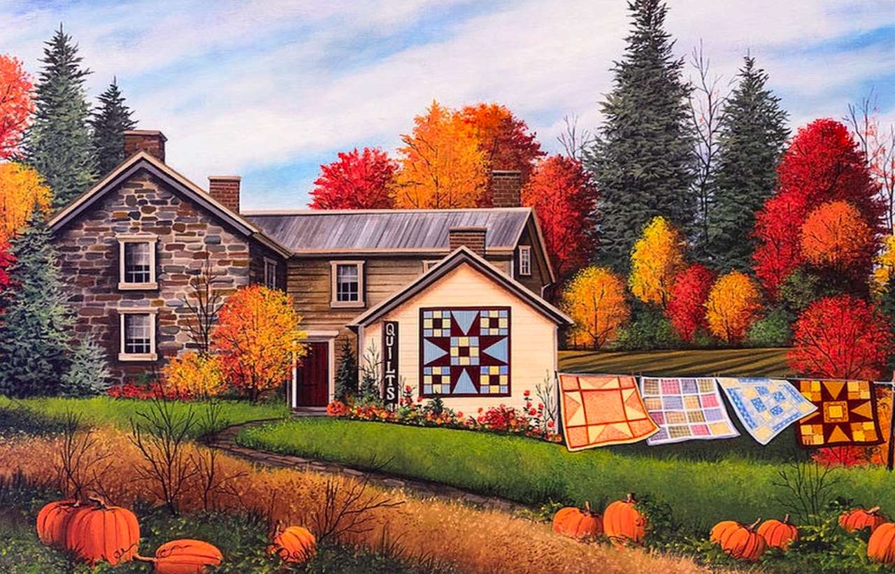 Patchworkový dům na podzim online puzzle
