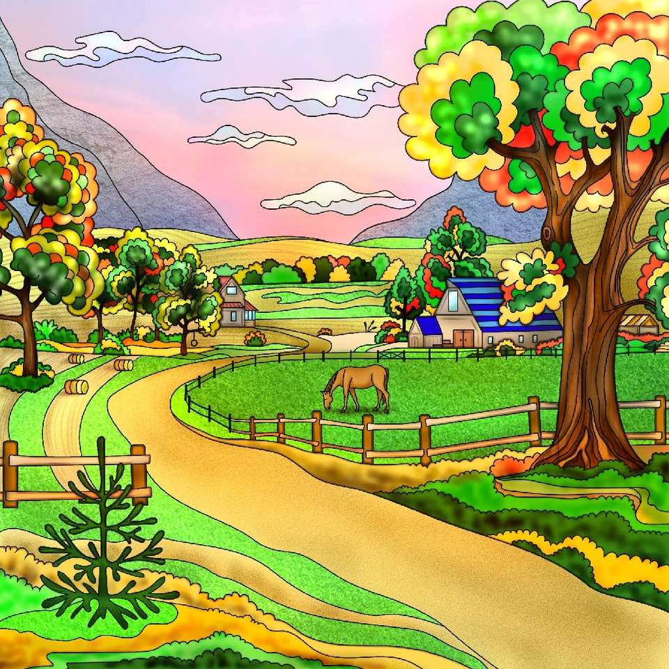 Krásný letní den na venkově, krásný výhled online puzzle