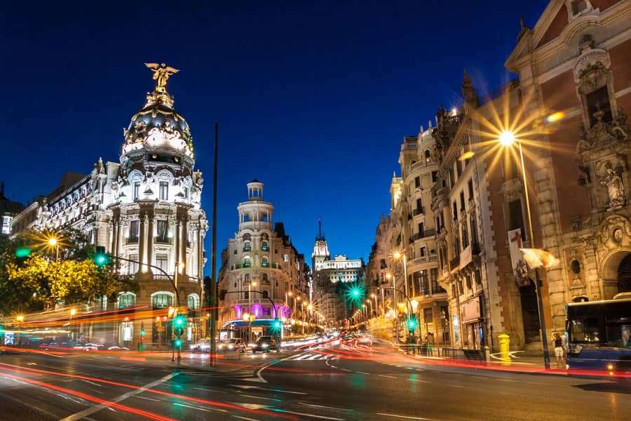 Madrid in de avond. Spanje online puzzel