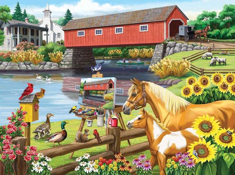 Cavalli nell'azienda agricola dell'agrumeto puzzle online