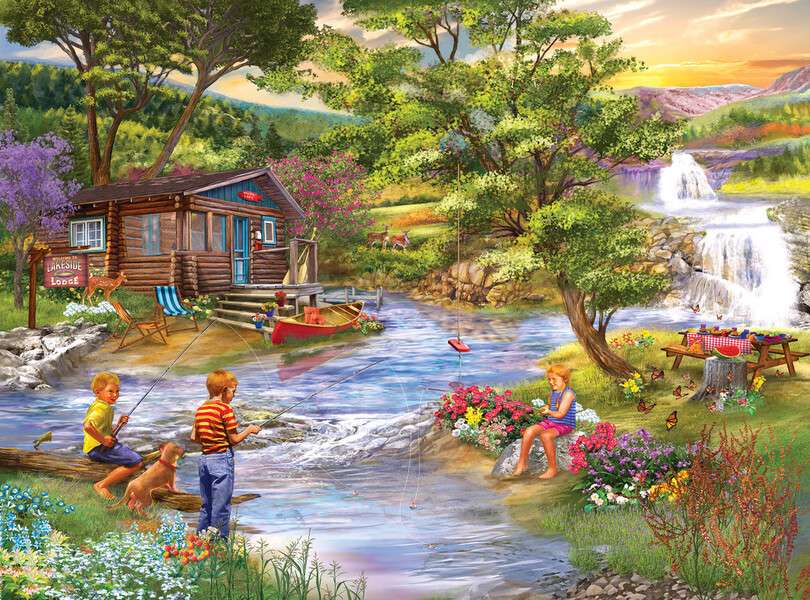 Children on fishing day online puzzle