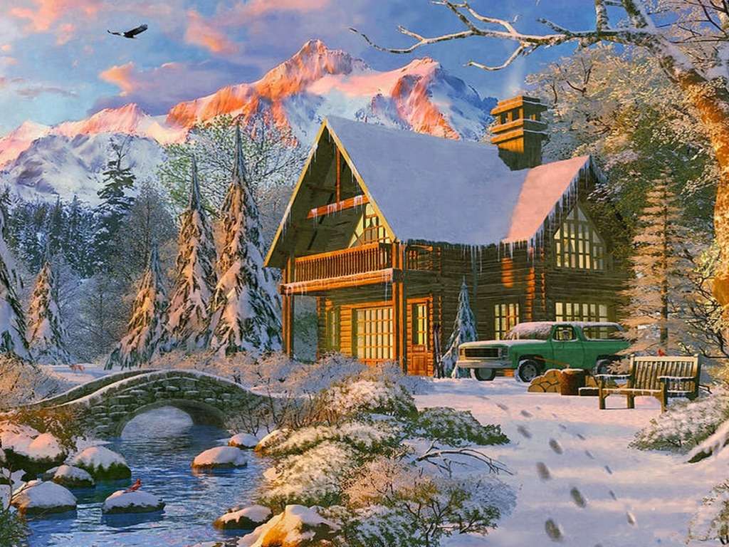 Krásné místo, rekreační dům ve Skalistých horách online puzzle
