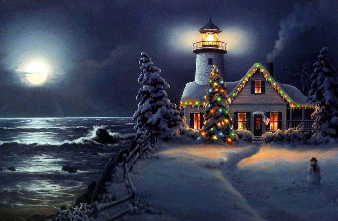 A beautifully decorated lighthouse jigsaw puzzle online