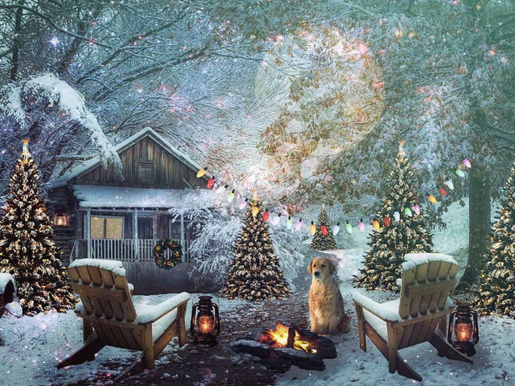 Коледа край огъня. хубави моменти онлайн пъзел
