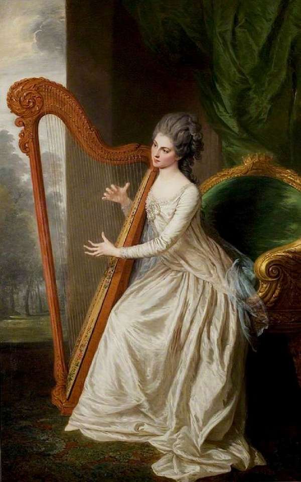 franse dame met harp legpuzzel online