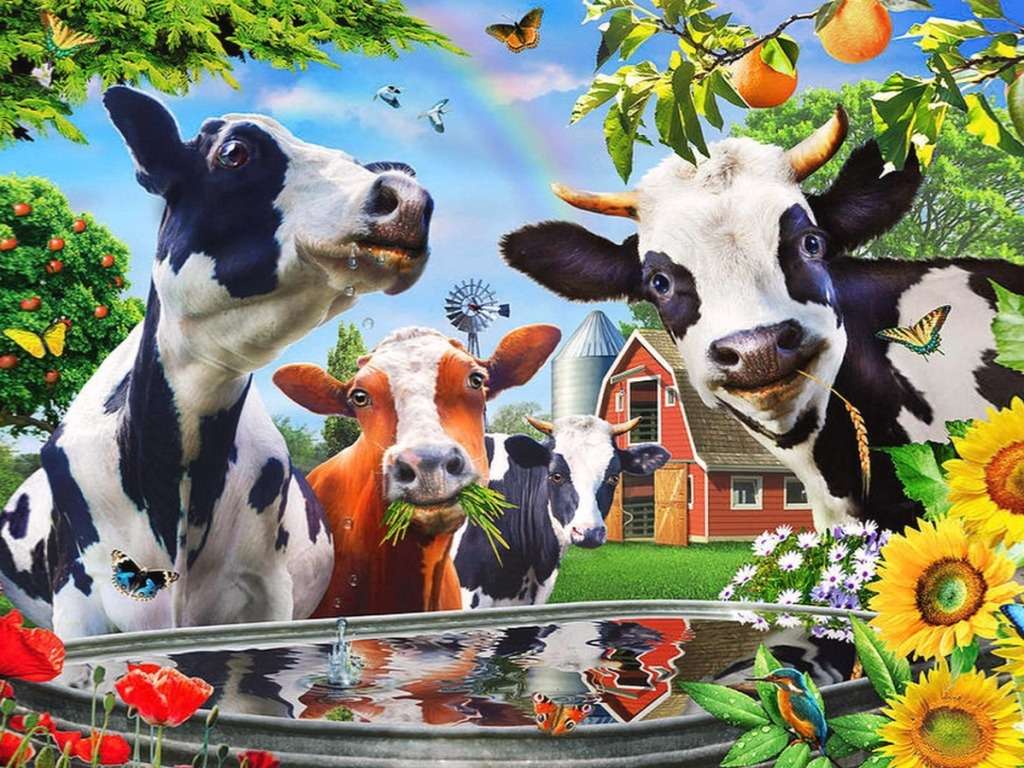 Честит фъдж - трева, ябълки, прясна вода :) онлайн пъзел