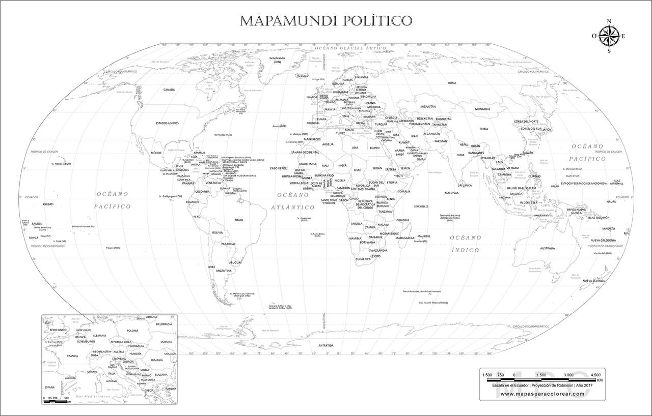 Carte du monde politique puzzle en ligne