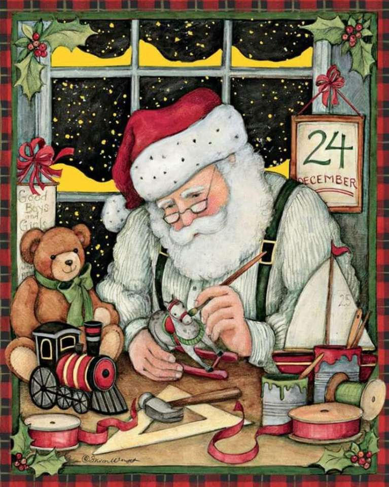 Papai Noel preparando os brinquedos quebra-cabeças online