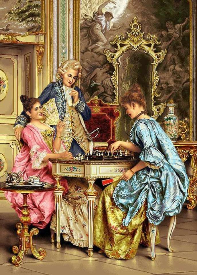 partida de ajedrez entre damas rompecabezas en línea