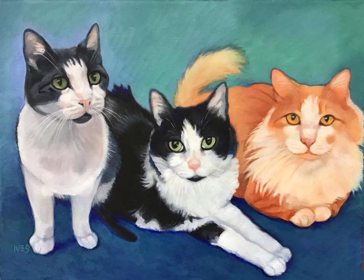 Hermoso trío de gatos rompecabezas en línea