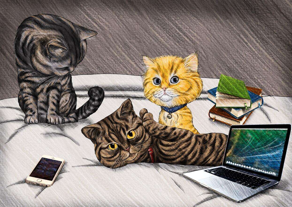 Комп'ютерні коти пазл онлайн