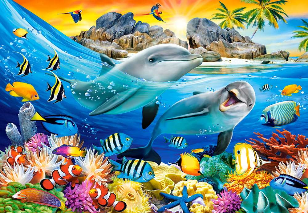 Gelukkige blije dolfijnen :) legpuzzel online
