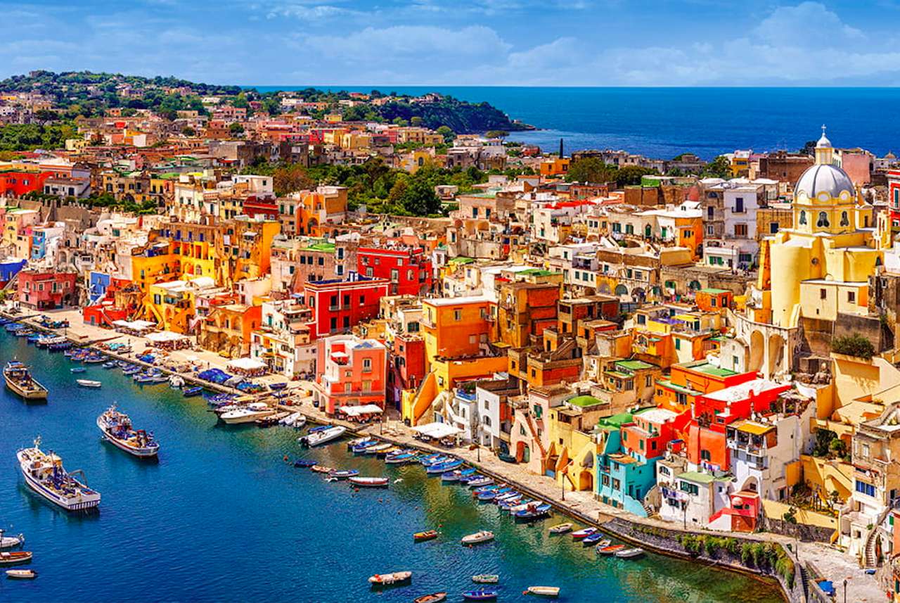 Италия-остров Прочида потрясающий вид пазл онлайн