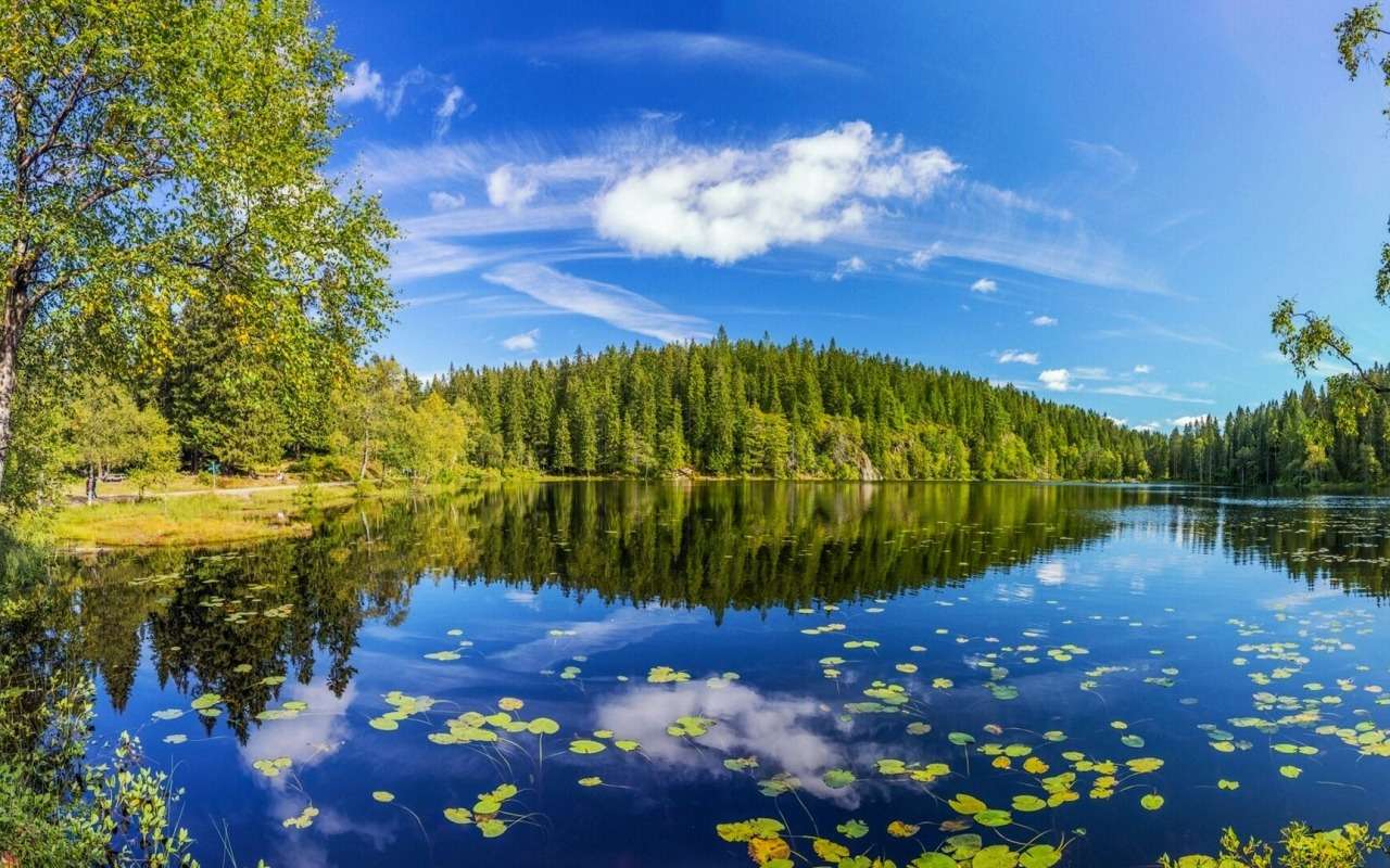Norsko - jezero Skjennungen, jaký krásný pohled skládačky online