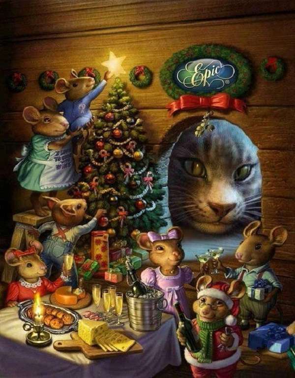 malé myši na Vánoce online puzzle