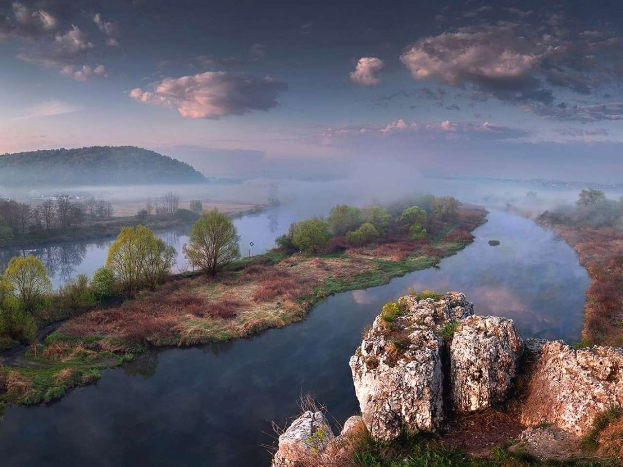 Polonia - Pământ cețos de pe râul Vistula, un loc frumos jigsaw puzzle online